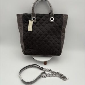 Chico's gray faux snakeskin trim Bag NEW Chain Link Removable Straps